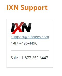 contact support@www.ajboggs.com or 1-877-496-4496